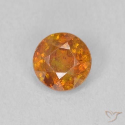 0.46ct Natural Medium Orange Sphalerite, Round, SI