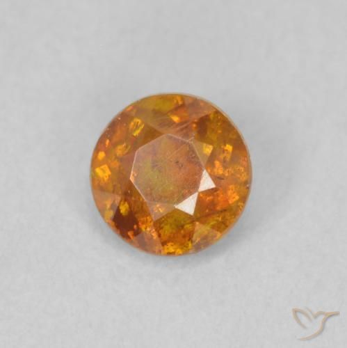 0.46 ct Orange Sphalerite Stone, Natural Sphalerite in Round Facet Shape for Sale
