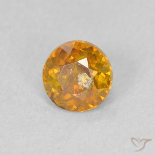 0.44 ct Golden Sphalerite Stone, Natural Sphalerite in Round Facet Shape for Sale