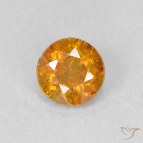 0.50ct Natural Medium Orange Sphalerite, Round, SI