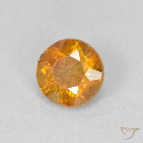 0.50 ct Orange Sphalerite Stone, Natural Sphalerite in Round Facet Shape for Sale