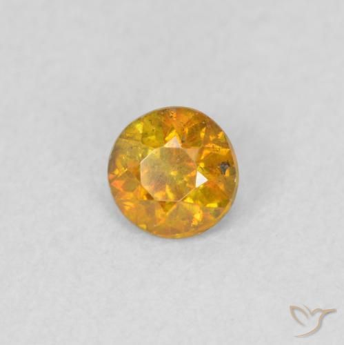 0.27 ct Golden Sphalerite Stone, Natural Sphalerite in Round Facet Shape for Sale