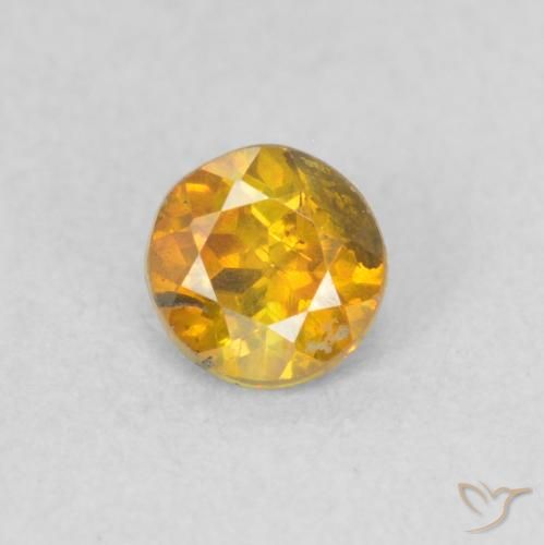 0.43 ct Yellow Sphalerite, 4.2 mm Round Cut From Spain, Photo A
