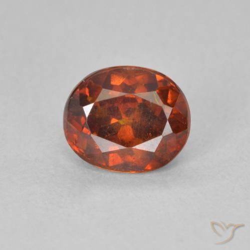 1.42 ct Orange Sphalerite, 6.7 x 5.7 mm Oval Cut From Spain, Photo A