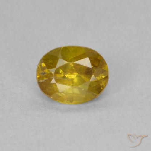 0.52 ct Yellow Sphalerite, 5.1 x 4.1 mm Oval Cut From Spain, Photo A