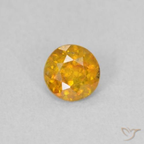 0.21ct Natural Medium Light-Orange Sphalerite, Round, SI