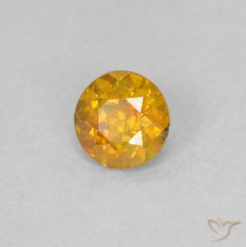 0.21 ct Orange Sphalerite Stone, Natural Sphalerite in Round Facet Shape for Sale