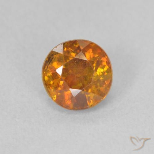 0.81 ct Orange Sphalerite Gemstone, Sphalerite Gem in Round Facet Shape for Sale.