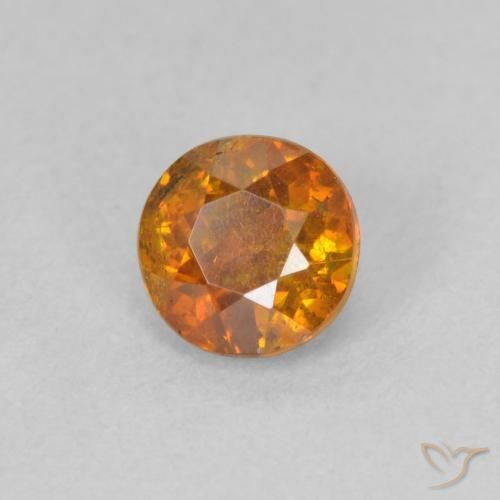 0.81 ct Orange Sphalerite Stone, Natural Sphalerite in Round Facet Shape for Sale