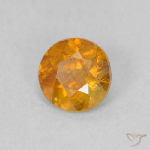 0.42 ct Orange Sphalerite Stone, Natural Sphalerite in Round Facet Shape for Sale