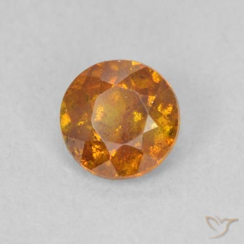 0.49 ct Orange Sphalerite Stone, Natural Sphalerite in Round Facet Shape for Sale