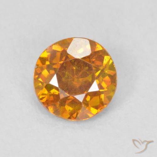 0.47ct Natural Deep Orange Sphalerite, Round, SI
