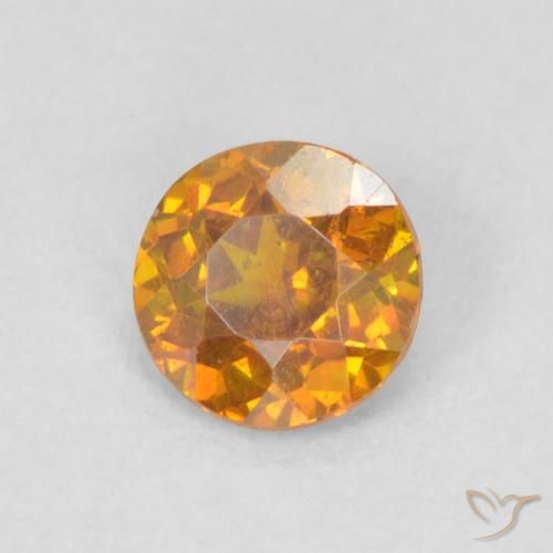 0.47 ct Orange Sphalerite Stone, Natural Sphalerite in Round Facet Shape for Sale