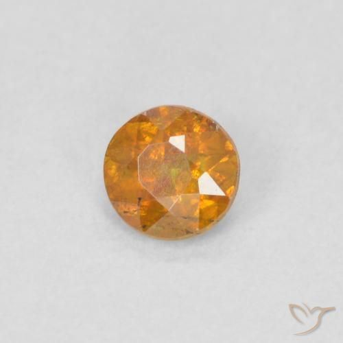 0.24 ct Orange Sphalerite Stone, Natural Sphalerite in Round Facet Shape for Sale