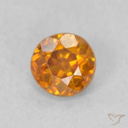 0.35ct Natural Medium Orange Sphalerite, Round, VS-SI