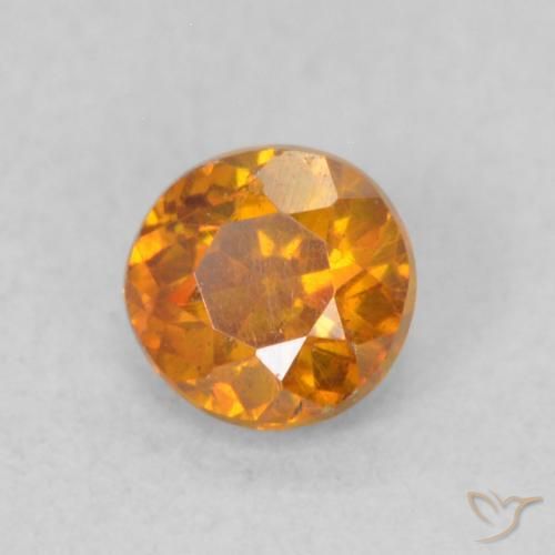 0.35 ct Orange Sphalerite Stone, Natural Sphalerite in Round Facet Shape for Sale