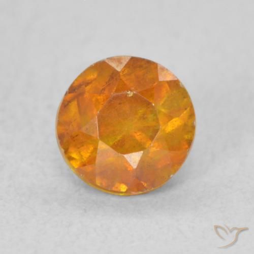 0.61ct Natural Medium Orange Sphalerite, Round, VS-SI