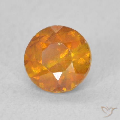 0.61 ct Orange Sphalerite Stone, Natural Sphalerite in Round Facet Shape for Sale