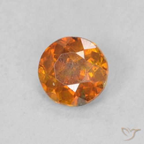 0.27 ct Orange Sphalerite Stone, Natural Sphalerite in Round Facet Shape for Sale