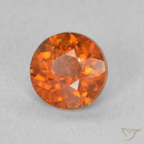 0.59 ct Orange Sphalerite Stone, Natural Sphalerite in Round Facet Shape for Sale