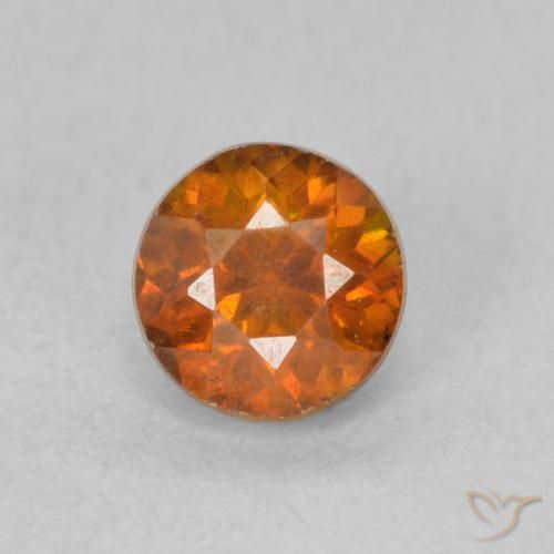 0.73ct Natural Deep Orange Sphalerite, Round, VS-SI