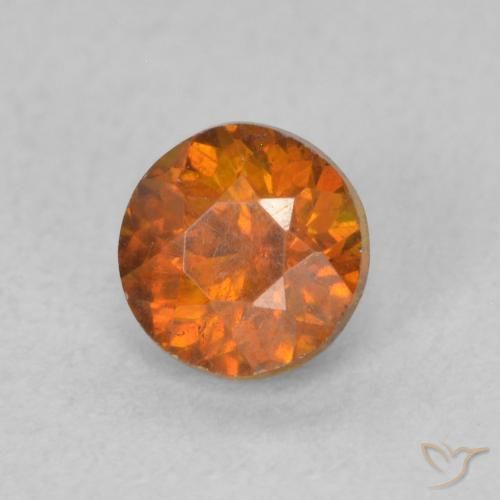 0.73 ct Orange Sphalerite Stone, Natural Sphalerite in Round Facet Shape for Sale