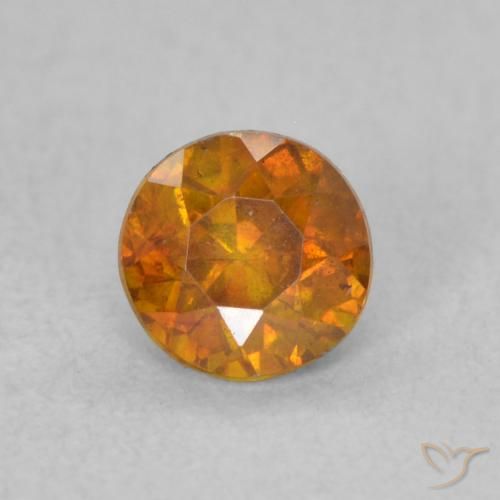 0.47 ct Orange Sphalerite, 4.4 mm Round Cut From Spain, Photo A