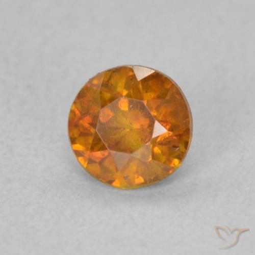 0.47 ct Orange Sphalerite Stone, Natural Sphalerite in Round Facet Shape for Sale
