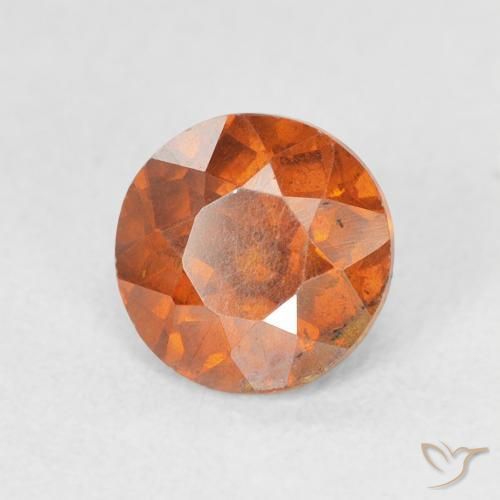 1.28 ct Orange Sphalerite Stone, Natural Sphalerite in Round Facet Shape for Sale