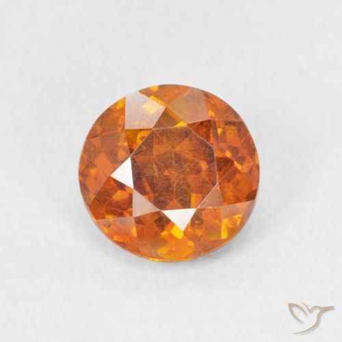 1.08ct Natural Medium Orange Sphalerite, Round, VS-SI
