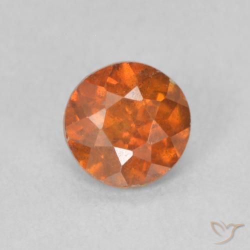 0.61ct Natural Medium Orange Sphalerite, Round, SI