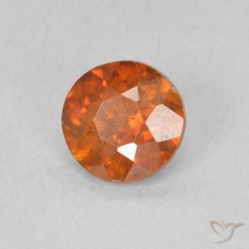 0.61 ct Orange Sphalerite Stone, Natural Sphalerite in Round Facet Shape for Sale