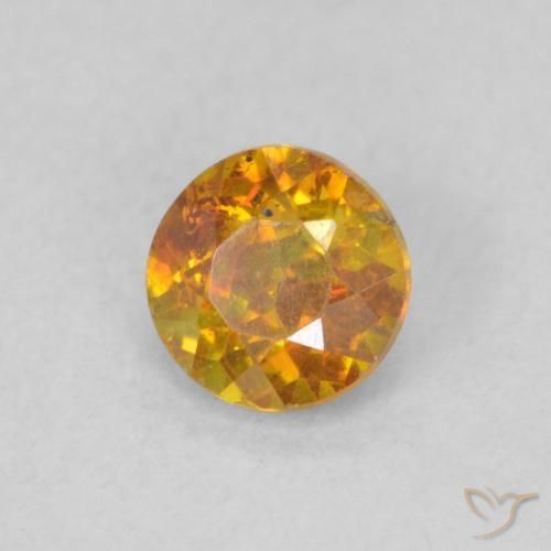 0.58 ct Orange Sphalerite Stone, Natural Sphalerite in Round Facet Shape for Sale