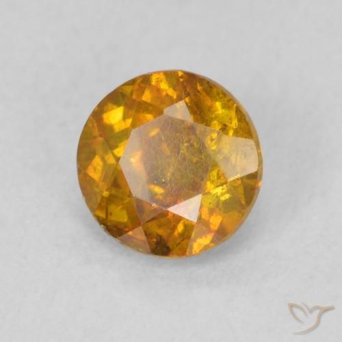 0.80 ct Orange Sphalerite Stone, Natural Sphalerite in Round Facet Shape for Sale