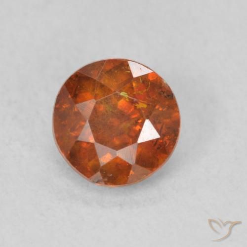 0.72ct Natural Reddish Orange Sphalerite, Round, SI