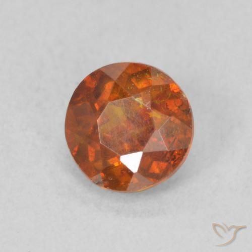 0.72 ct Orange Sphalerite Stone, Natural Sphalerite in Round Facet Shape for Sale