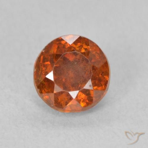 0.85ct Natural Medium Dark-Orange Sphalerite, Round, SI