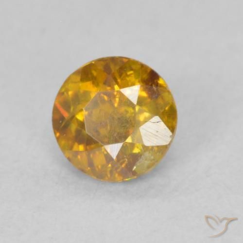 0.39 ct Orange Sphalerite Stone, Natural Sphalerite in Round Facet Shape for Sale
