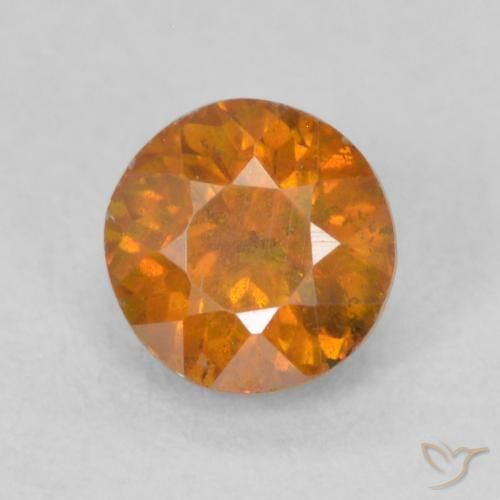 0.64 ct Orange Sphalerite, 4.7 mm Round Cut From Spain, Photo A