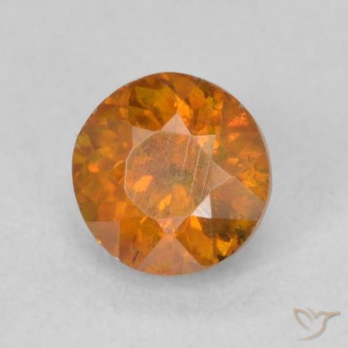 0.64 ct Orange Sphalerite Stone, Natural Sphalerite in Round Facet Shape for Sale