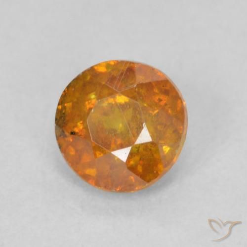 0.48 ct Orange Sphalerite Stone, Natural Sphalerite in Round Facet Shape for Sale