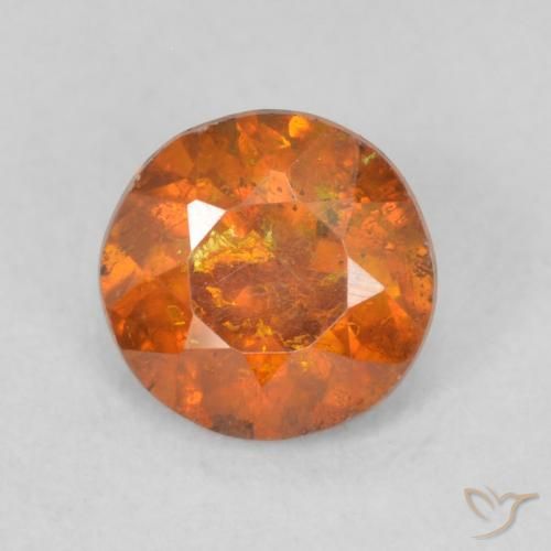 0.62ct Natural Medium Orange Sphalerite, Round, SI