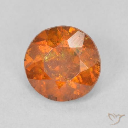 0.62 ct Orange Sphalerite Stone, Natural Sphalerite in Round Facet Shape for Sale