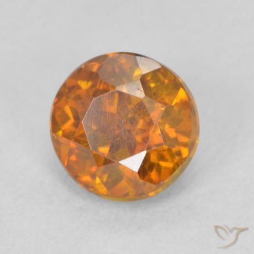 0.64ct Natural Earth Orange Sphalerite, Round, SI