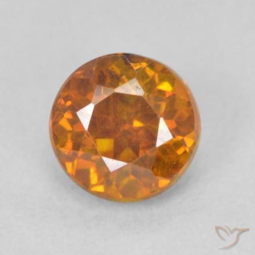 0.64 ct Orange Sphalerite Stone, Natural Sphalerite in Round Facet Shape for Sale
