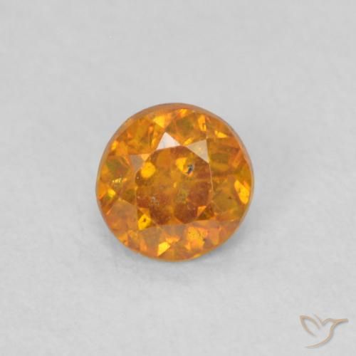 0.27ct Natural Apricot Orange Sphalerite, Round, SI