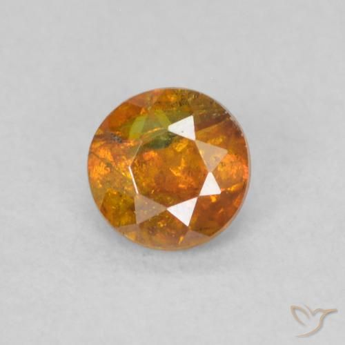 0.30ct Natural Medium Orange Sphalerite, Round, SI