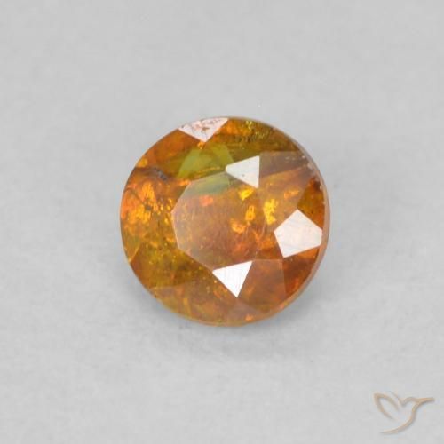 0.30 ct Orange Sphalerite Stone, Natural Sphalerite in Round Facet Shape for Sale