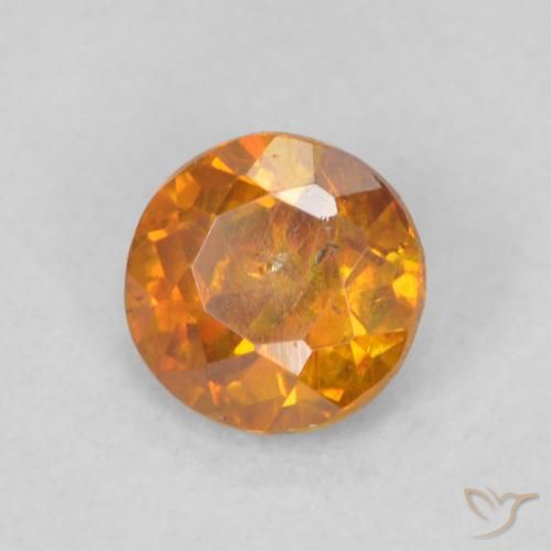 0.35 ct Orange Sphalerite Stone, Natural Sphalerite in Round Facet Shape for Sale