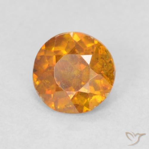 0.42 ct Orange Sphalerite Stone, Natural Sphalerite in Round Facet Shape for Sale